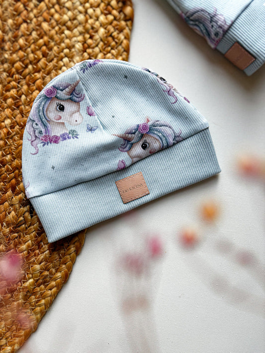 Žebrovaná čepice s lemem Unicorn