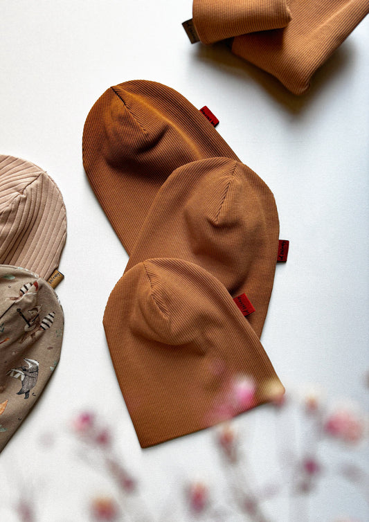 Žebrovaná čepice Brown