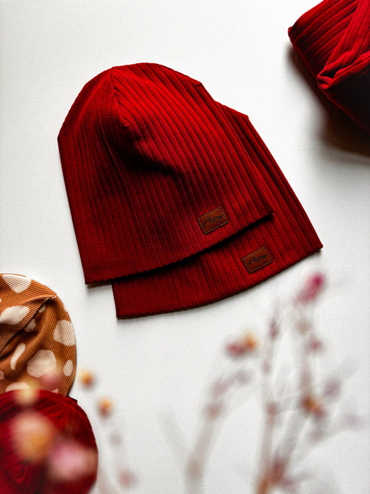 Žebrovaná čepice Bordo