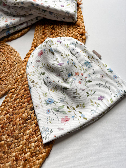 Žebrovaná čepice Flowers