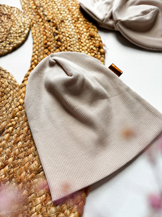 Žebrovaná čepice Beige